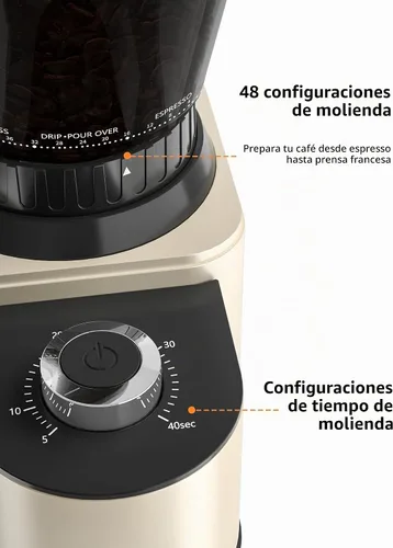 Vista 3 de Molinillo de café con rebabas cónicas Aromaster, 48 ajustes, antiestático, beige