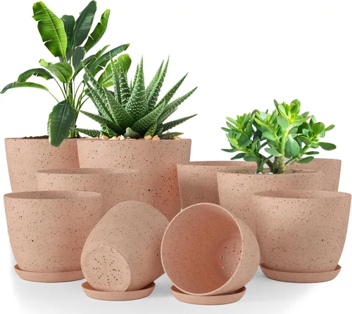 Vista 14 de Utopia Home - Macetas de Interior con Drenaje - Macetas de Flores de 7/6.6/6/5.3/4.8 Pulgadas para Plantas de Interior - Juego de 5 Macetas