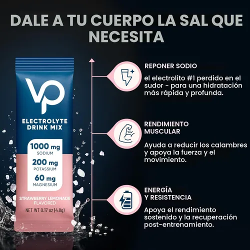 Vista 6 de Venture Pal Paquete de electrolitos en polvo sin azúcar con alto contenido de sodio, paquetes de hidratación cero calorías con vitamina, sodio