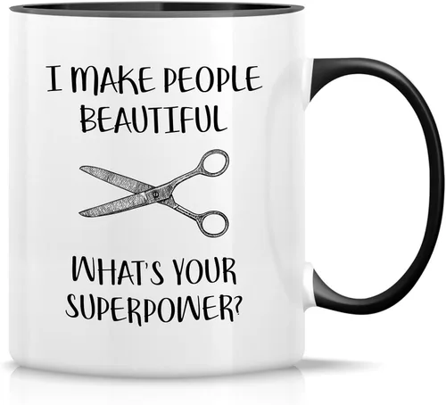 Vista 8 de Retreez Taza divertida – Taza de café de cerámica de 11 onzas con texto en inglés "I Make People Beautiful Hairstylist Hairdresser" de 11 onzas
