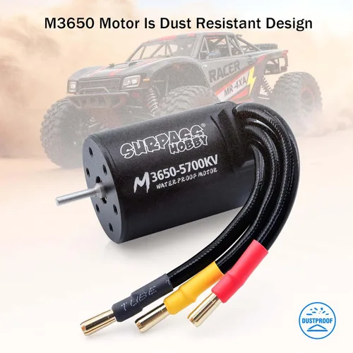 Vista 3 de SurpassHobby 3650 5700KV Motor sin escobillas de alta velocidad impermeable eje 0.125 in motor y para control remoto 1/0 coches camiones vehículos