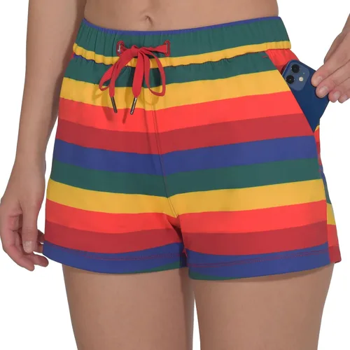 Vista 2 de Pantalones cortos para mujer, pantalones cortos para verano, casuales, atléticos, correr, senderismo, entrenamiento, gimnasio, pantalones cortos
