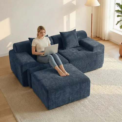 Vista 13 de Sofá modular de 84 pulgadas, sofá sin hueso de asiento profundo de Beige
