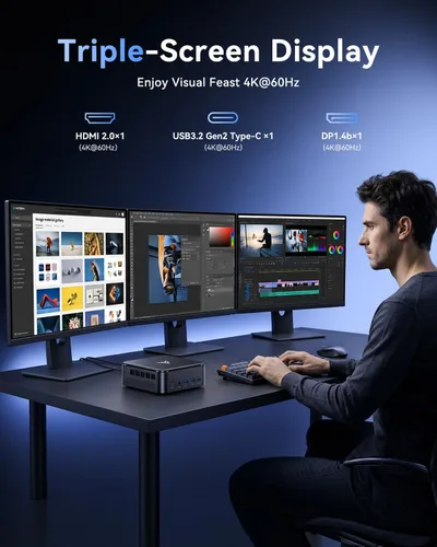 Vista 6 de KAMRUI Mini PC, E3B 32 GB RAM 512 GB SSD Mini computadoras para juegos AMD Ryzen 5 7430U Micro computadora de escritorio