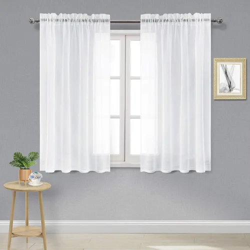 Vista 55 de DWCN Cortinas Transparentes Aqua de Voile Semitransparente con Bolsillo para Barra para Dormitorio y Sala de Estar, 36 x 36 pulgadas de Largo, Juego