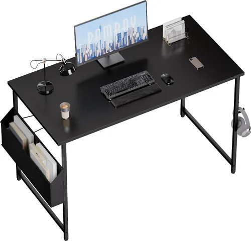 Vista 16 de Pamray Escritorio de computadora de 23 pulgadas para espacios pequeños, escritorio de trabajo de oficina en casa con gancho para auriculares