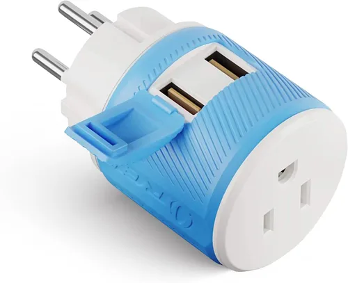 Vista 12 de OREI Adaptador de enchufe para viajes a Sudáfrica, Botsuana, Namibia con doble USB - Entrada EE. UU. - Tipo M (U2U-10L), Funcionará con teléfonos