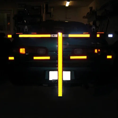 Vista 4 de Cinta reflectante DOT-C2 de alta visibilidad amarilla fluorescente de 2 pulgadas x 20 pies, color amarillo neón, cinta adhesiva de advertencia
