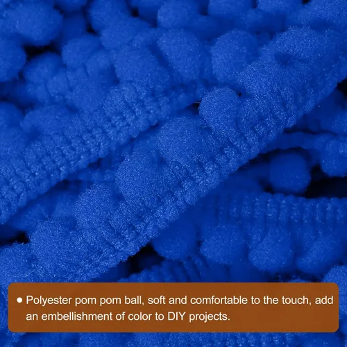 Vista 4 de uxcell 2 piezas de 10 yardas con flecos de pompones, accesorio de costura de cinta, manualidades para el hogar, cortina, ropa, decoración de Azul
