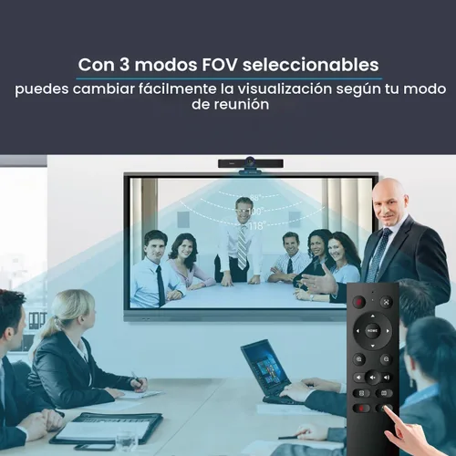 Vista 6 de Cámara web 4K 3 en 1 con micrófonos y altavoz, cámara web 4K con seguimiento automático AI, zoom digital 5X, campo de visión ajustable, control