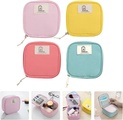 Vista 3 de 4 bolsas para monedas, bolsa con cremallera femenina, linda joyería de viaje para organizadores, servilletas portátiles para mujeres, organizador