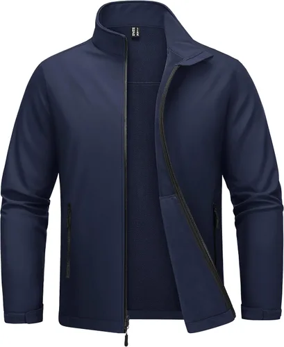 Vista 9 de MAGCOMSEN Chaqueta Softshell con forro polar para hombre, ligera, impermeable, cortavientos con cremallera, abrigo de lluvia para invierno