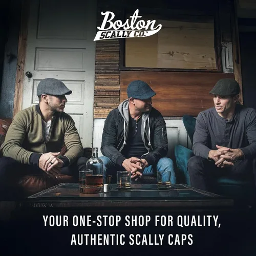Vista 5 de La Gorra Original Boston Scally Cap - La Gorra Plana de Newsboy Peaky - Gorra de 8 Paneles para Hombres - Gris Herringbone