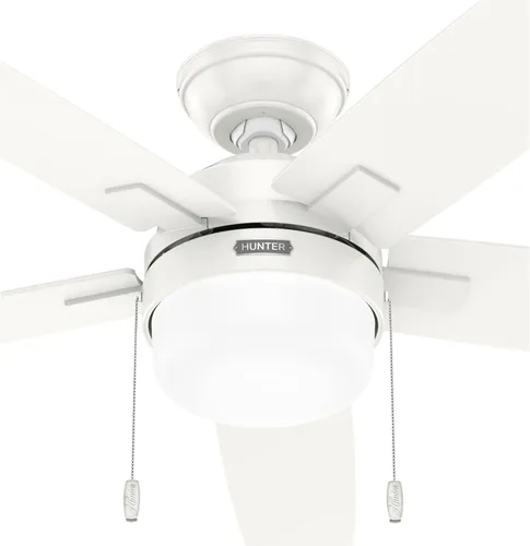 Vista 13 de Hunter Anisten 52487 - Ventilador de techo interior de 52 pulgadas con luz LED, ventilador de techo blanco con cadena de tracción, para dormitorio