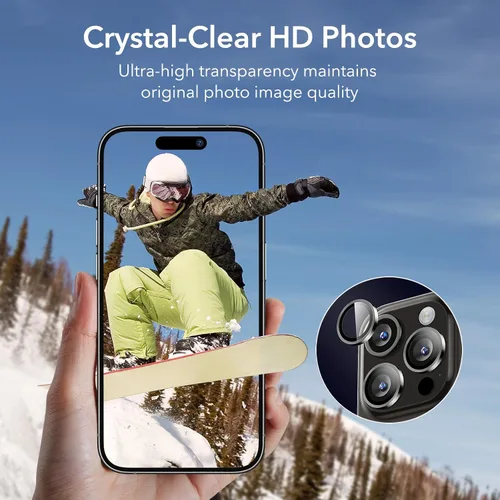 Vista 6 de ESR Protector de lente de cámara para iPhone 15 Pro Max/15 Pro, paquete de Negro