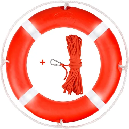 Vista 8 de Anillo salvavidas para la seguridad de la navegación, anillos de seguridad para barcos de 23 y 28 pulgadas con tira reflectante y líneas de agarre