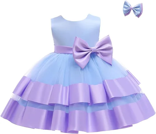 Vista 5 de 3M-6T Vestido de Concurso con Volantes de Encaje sin Espalda para Bebé Niña Vestido Tutú para Niña Pequeña Vestidos de Fiesta de Tul con Flores