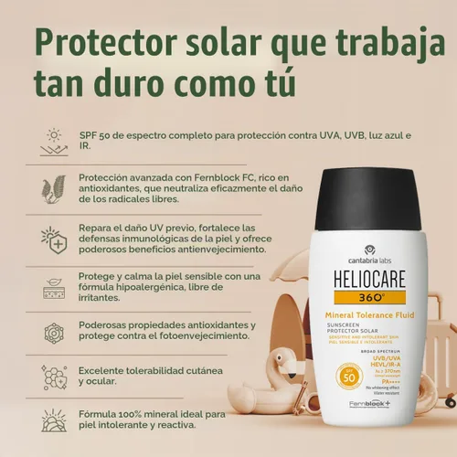 Vista 3 de Heliocare Fluido de tolerancia mineral 360 SPF 50 1.7 fl oz