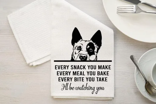 Vista 2 de Blue Heeler Dog Mom - Toalla de té con tejido de gofre, cada bocadillo que hagas, cada bocado que tomas