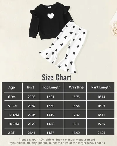 Vista 6 de NZRVAWS Conjunto de ropa para bebé niña pequeña y niña, conjunto de sudadera con corazón y pantalón largo
