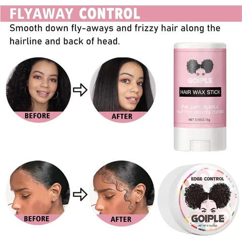 Vista 6 de Juego de pegamento para peluca de encaje frontal, resistente al agua con herramientas, barra de cera para el cabello, removedor, cera de control