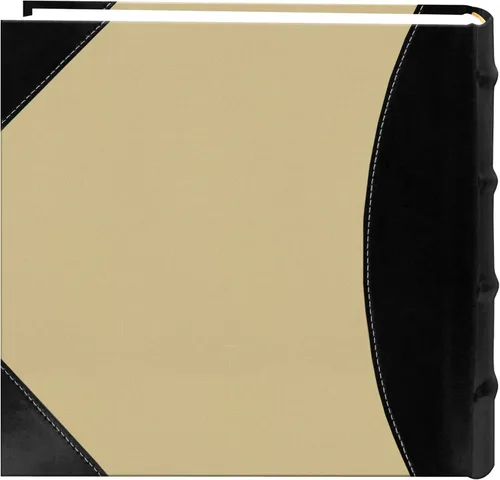 Vista 2 de Pioneer álbum de fotos de gran capacidad con tapa de tela cosida y piel sintética, negro sobre beige, Cuero, Multicolor, 1