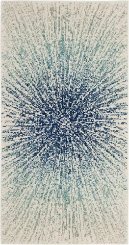 Vista 24 de SAFAVIEH Evoke Collection EVK228J - Alfombra abstracta de estallido de 2'2" x 4', color aguamarina/marfil, no desprende pelusa, alfombra de acento