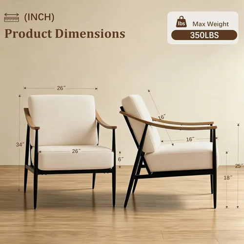 Vista 2 de RNKSFX - Silla con acentos modernos para sala de estar/dormitorio, silla de mediados de siglo con brazos, silla decorativa tapizada para oficina