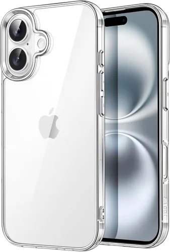 Vista 18 de JETech Funda para iPhone 16, antiamarilleo, color negro Shockproof Protection, Scratch Resistant Hard PC Back, Durable Transparent TPU Bumper