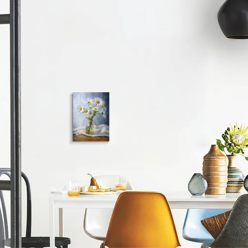 Vista 6 de vandlife Arte de Pared en Lienzo para Baño Decoración de Galería Moderna Impresión Elegante Margarita Blanca en Botella en Alféizar de Ventana