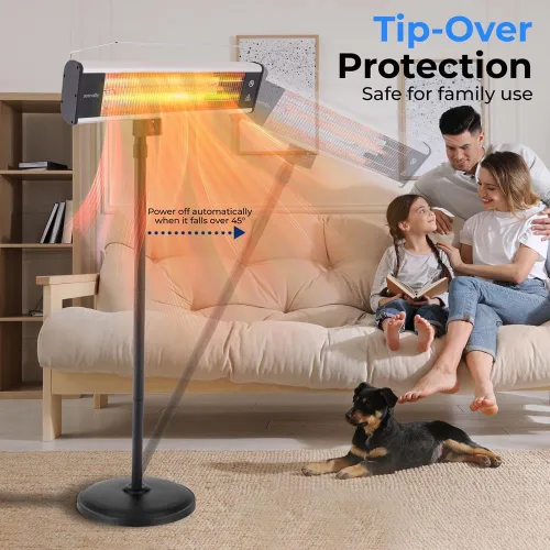 Vista 3 de SereneLife - Calentador de patio por infrarrojos, calentador eléctrico de patio para uso en interiores y exteriores, calentador de pie portátil