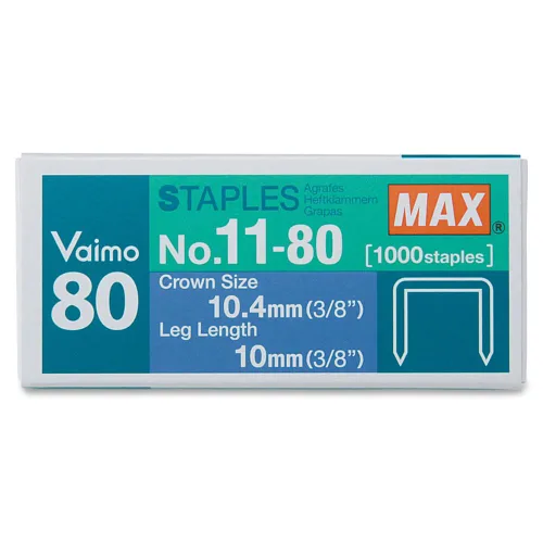 Vista 2 de Max NO1180 Grapas planas de alta resistencia para Max HD-11UFL, longitud de pierna de 3/8 pulgadas, 1000/caja