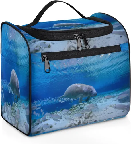 Vista 12 de cfpolar Animal Fox Flores Colgantes Neceser de Viaje Neceser Organizador de Maquillaje Bolsa de Almacenamiento de Cosméticos Baño Bolsa