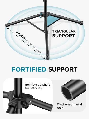 Vista 4 de InnoGear Soporte de micrófono, 6 en 1, soporte de micrófono de piso con soporte para teléfono y tableta, altura ajustable de 30 a 72 pulgadas