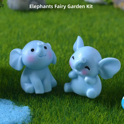 Vista 2 de Mini figuras de elefante, adorno de elefantes en miniatura, animales pequeños, elefantes salvajes, accesorios de jardín para paisaje de musgo