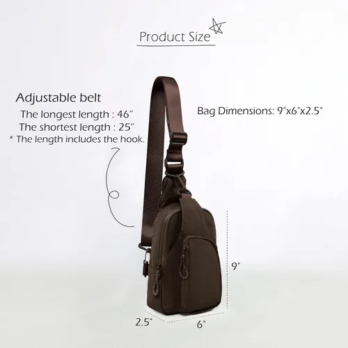 Vista 6 de ODODOS Bolso bandolera diario con correas ajustables, bolso cruzado en el pecho, mochila pequeña ligera para viajes casuales y senderismo