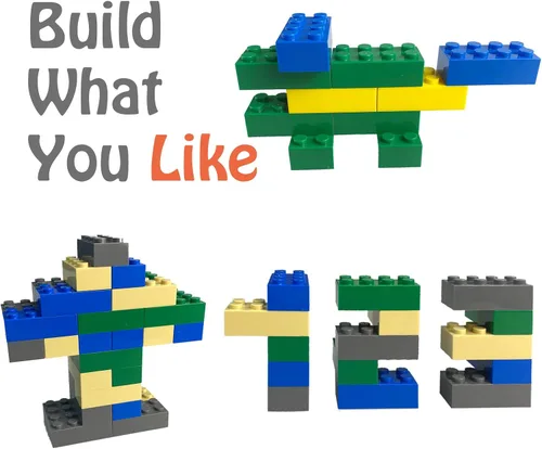 Vista 5 de HUIZDQ 200 piezas de ladrillos de construcción pequeños clásicos, bloques de construcción de 2 x 4, juguetes de construcción creativos STEM, azul
