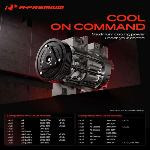 Vista 2 de A-Premium Compresor de aire acondicionado de CA con embrague compatible con A4 2004-2015, A4 Allroad 2013-2016, A4 Quattro, A5, A6, Q3, Q5, Q7