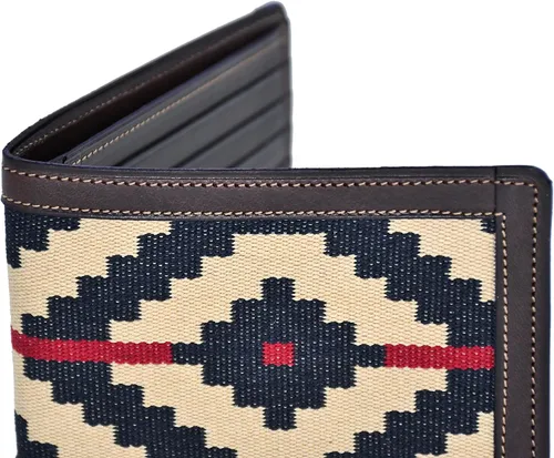 Vista 2 de GauchoLife Guarda Pampas Billetera Bi-Fold de Piel Azul-RojoChocolate
