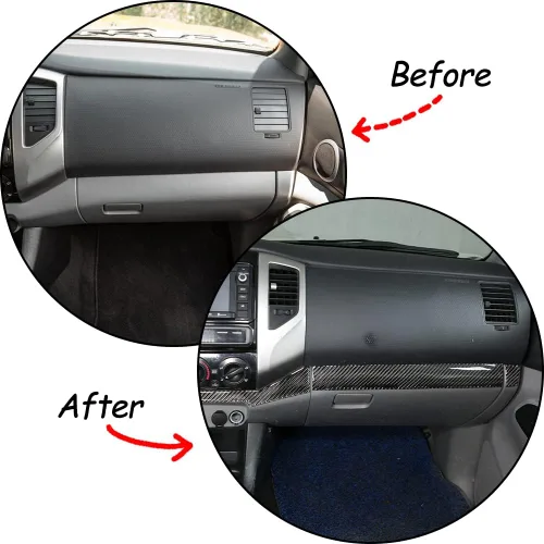 Vista 3 de Fibra de carbono suave coche centro control copiloto decorativo etiqueta ajuste ajuste para Toyota Tacoma 2011 2012 2013 2014 2015