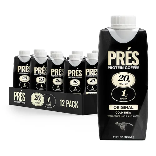 Vista 6 de PRES - Café proteico, variedad, alto en proteínas, cerveza fría real, 0.71 onzas de proteína, 0.4 oz de azúcar, 100 calorías, aperitivos