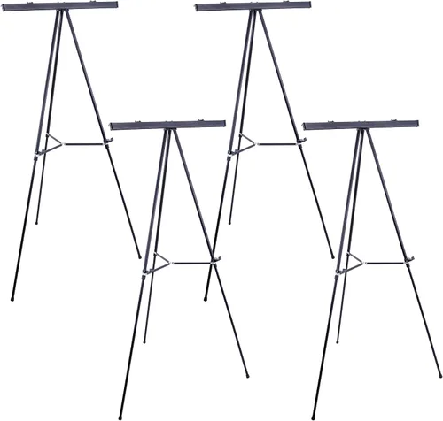 Vista 6 de U.S. Art Supply Caballete de aluminio negro de 66 pulgadas de alto para sala de juntas y soporte de presentación, piso / mesa ajustable, trípode