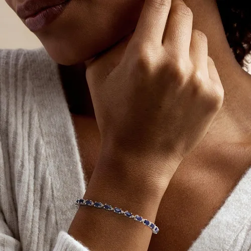 Vista 2 de Ross-Simons 4.50 ct. t.w. Gemstone Bolo Bracelet with Diamond Accents in Sterling Silver