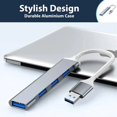 Vista 6 de Adaptador multipuerto USB Hub de 4 puertos USB Splitter USB Expander para laptop, Xbox, unidad flash, disco duro, consola, impresora, cámara