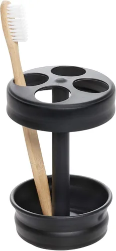 Vista 5 de iDesign Soporte de metal para cepillos de dientes, taza de baño para organización de baño, colección Olivia, 3.25 x 3.25 x 5 pulgadas, bronce