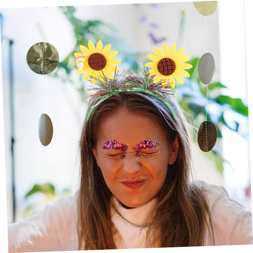 Vista 9 de KJHBV Diadema de girasol para niñas, accesorios para el cabello, guirnalda de decoración para niñas, accesorios de decoración para el cabello