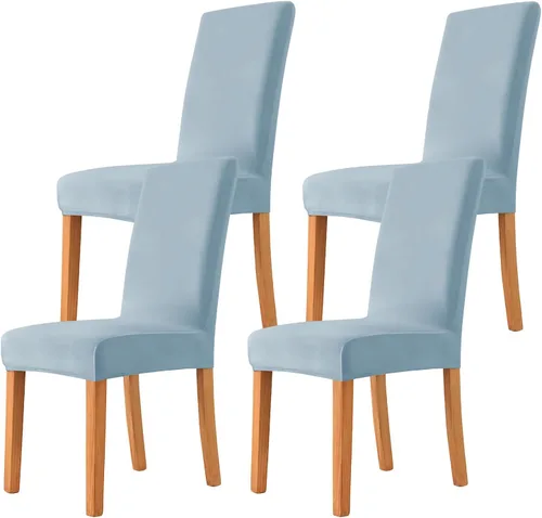 Vista 32 de Velvet Chair Covers Beige Gray, Stretch Dining Room Chair Covers 2 Pack, Super Fit Dining Chairs Slipcovers Spandex Washable Kitchen Parson Chair