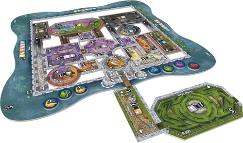 Vista 4 de Expansiones de Castles of Mad King Ludwig: complemento modular masivo con renovaciones, pasajes secretos, fosos, torres, decretos reales, fichas
