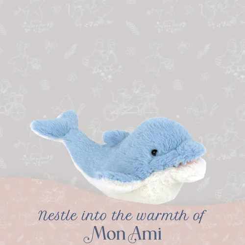 Vista 4 de MON AMI Oceanne - Peluche de delfín, animal de peluche suave de 11 pulgadas para acurrucarse, jugar y coleccionar, adorable delfín abrazable