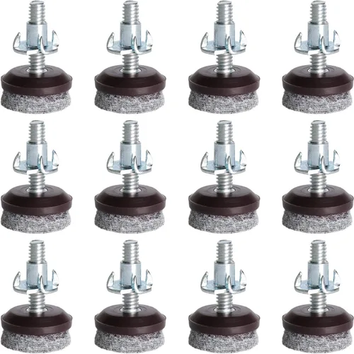 Vista 8 de Anwenk Niveladores de muebles de acero inoxidable de 1/4 pies, niveladores ajustables para mesa y silla, deslizadores de pies, paquete de 16
